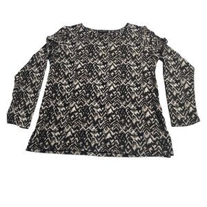 Mario Serrani Italy Top Womens Tan Black Leopard Print Long Sleeve Blouse Size M